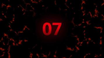 digital countdown timer design with a fiery or lava themed background video