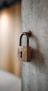 A padlock is attached to a wall photo