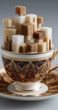 A sugar cube is sitting in a cup photo