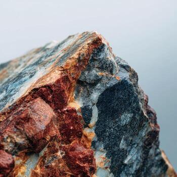 Close up of a rock with red, blue and black colors photo