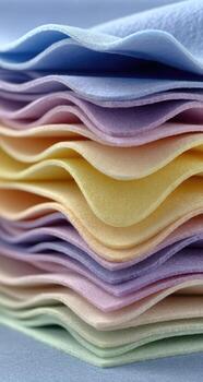 A stack of colored paper towels photo