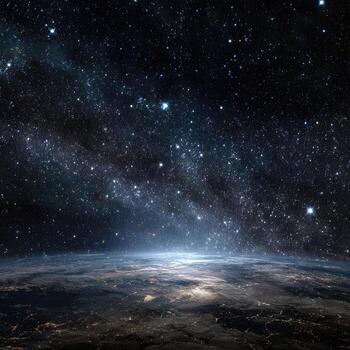 The earth and milky way in space photo