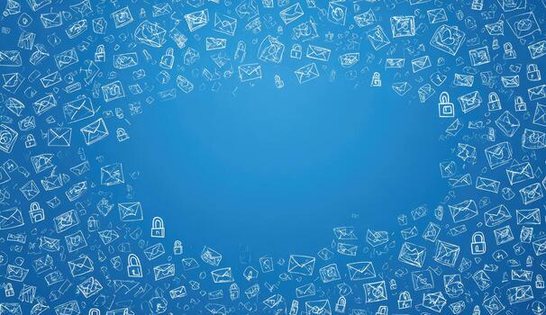 Blue background with many email icons photo
