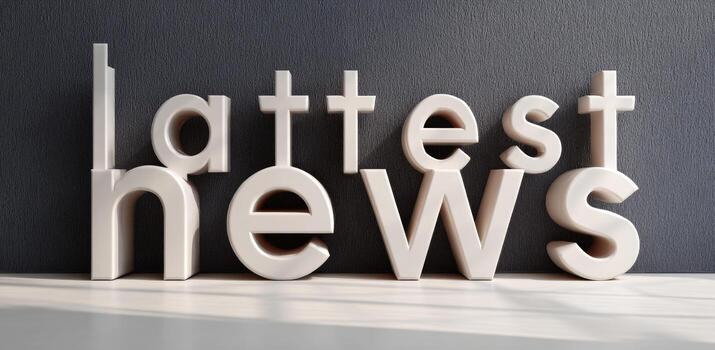 Latest news 3d render on grey background photo