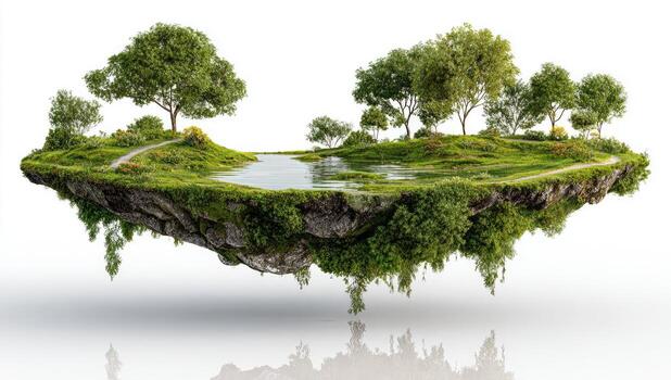 An island with trees and grass on it photo