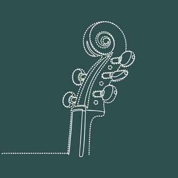 Close-up of a guitar headstock with tuning pegs and strings, highlighting musical instrument details and craftsmanship vector