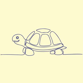 Simple Line Drawing of a Tortoise with a Shell and Four Legs on a Light vector