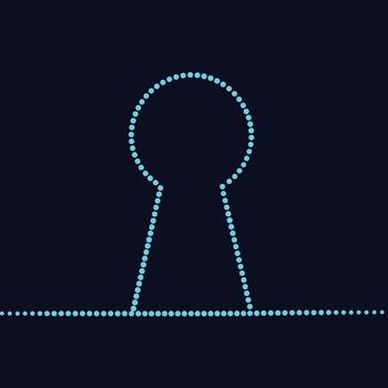 Minimalist neon dotted outline of a keyhole symbol on a dark , emphasizing simplicity and modern design elements vector