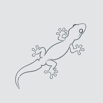 Minimalist Line Drawing of a Lizard with Detailed Features and Curved Tail on Light vector