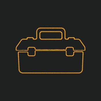 Stylized neon outline of a briefcase with handle on a dark , representing business, work, and professional tools vector