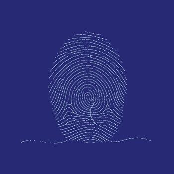 Detailed fingerprint pattern on a dark highlighting unique ridges and minutiae for biometric analysis vector