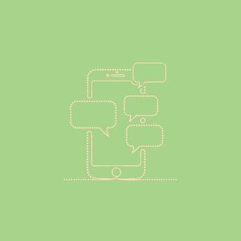 Minimalist Line Drawing of a Smartphone with Multiple Chat Bubbles on a Soft Green vector
