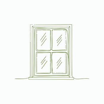 Simple rectangular window with four glass panes and a frame, set against a plain , emphasizing minimalistic design and structure vector