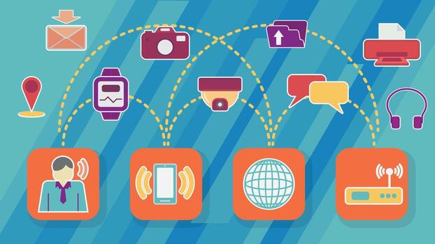 Technology Connection in Life Technology Connection Icon Set Digital Technology Illustration Media Symbols Collection vector