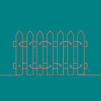 minimalista línea Arte de un decorativo cerca con intrincado bucles y patrones en un sólido verde azulado vector