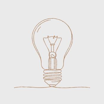 Minimalist Line Drawing of a Classic Incandescent Light Bulb with Filament and Base on Light vector