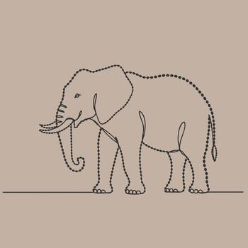 Minimalist Line Drawing of an Elephant on a Neutral Emphasizing Simplicity and Elegance in Artistic Representation vector