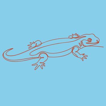 Minimalist Line Drawing of a Lizard on a Light Blue with Simple Artistic Style vector