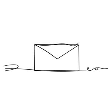 a line drawing of an envelope with a line going through it vector