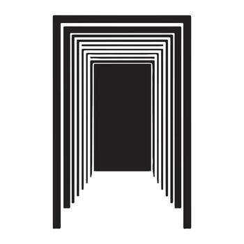 art of abstract black doorway with repeating frames silhouette art design vector