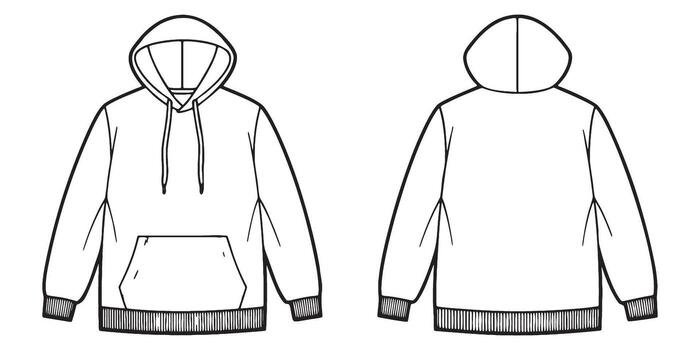 Modern hoodie outline, perfect for fashion design mockups and apparel templates, create your next clothing line with this scalable design element vector