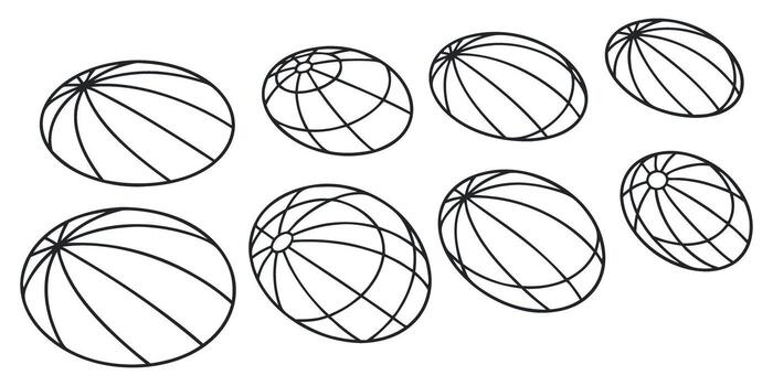 Cool collection of abstract spheres, a modern line art illustration, perfect for tech designs and innovative web graphics showcasing connectivity vector