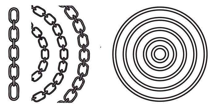 Bold chain links and circular target in striking design for impactful visuals perfect for security themes, connection concepts, and geometric patterns vector