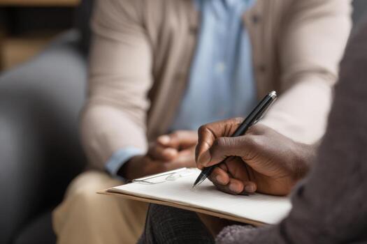 Two individuals participate in a creative sketching session, focusing on capturing ideas on paper. One person holds a sketchbook with a pencil, while the other observes attentively photo