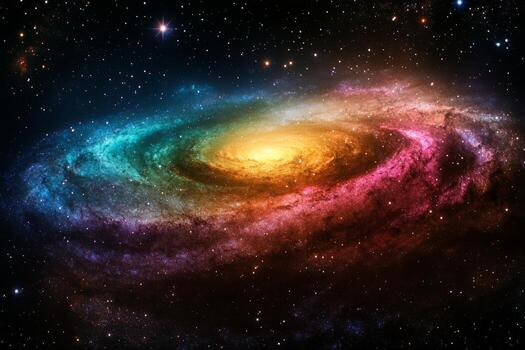 A stunning galaxy showcases vibrant colors and countless stars, creating a mesmerizing swirl in the cosmos. This celestial display captures the awe of the universe in incredible detail photo