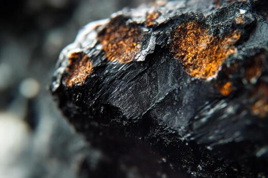 Capturing an intricate close-up of high carbon purity coal reveals its smooth texture and rich color variations, illustrating its industrial significance and quality photo