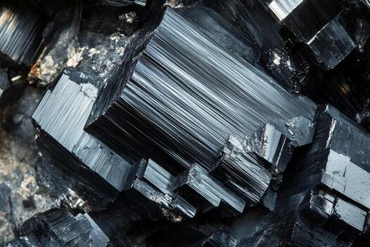 Natural graphite mineral is displayed with rich texture and intricate details highlighting its importance in electronics. The close-up reveals the unique crystalline structure under high resolution photo