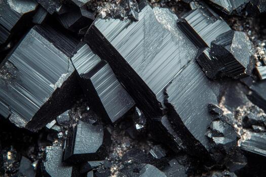 Natural graphite mineral is presented with intricate textures, highlighting its unique details essential for electronics. This close-up illustrates its striking appearance and composition photo