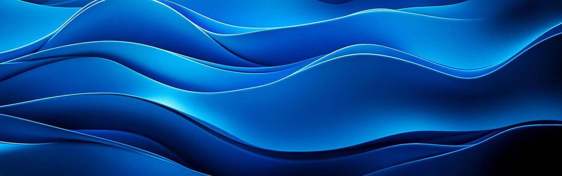 The design features smooth, three-dimensional blue waves on a clean blue backdrop, offering a sense of depth and tranquility in a minimalist art style for high-quality displays photo