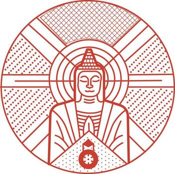 A linear style illustration representing spring temple vector