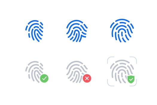 Biometric Fingerprint Recognition Security icons vector
