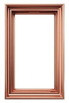 An empty, rectangular frame with multiple layers of a shiny copper-colored material photo