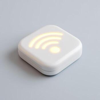 un blanco cuadrado objeto con un brillante Wifi símbolo foto