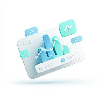 3D infographic of data visualization, showing bar graphs and upward trend photo