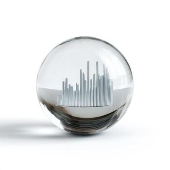 A clear glass sphere containing a graphic representation of fluctuating data photo