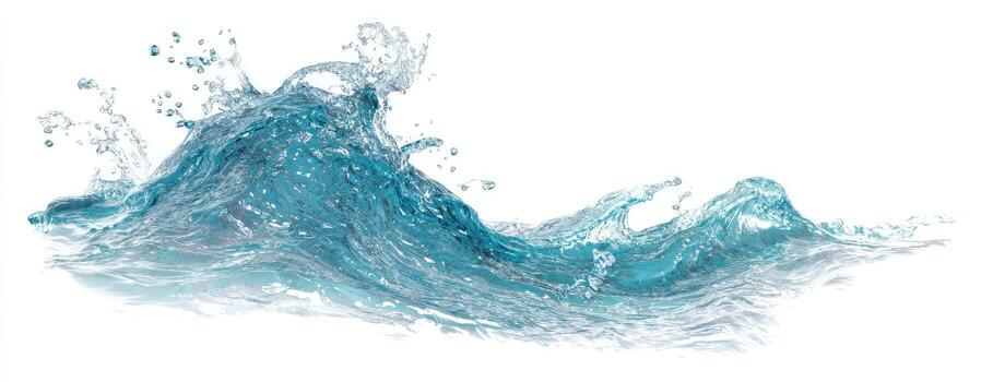 A dynamic, detailed depiction of water in motion. Water appears in shades of blue, splashes high photo