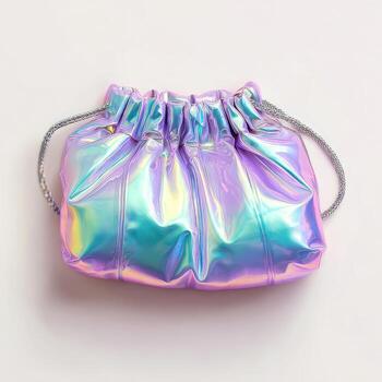 Small, iridescent pouch bag with drawstrings photo