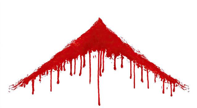 A triangular splatter of crimson paint, dripping downwards photo