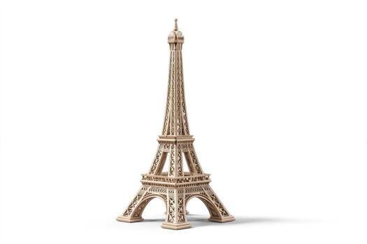 Detailed light beige wooden Eiffel Tower model photo