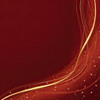 Gold lines and dots on deep red background photo