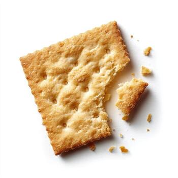 A crispy, golden-brown cracker with a bite taken out of it photo