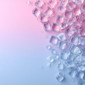 gastos generales Disparo de hielo cubitos arreglado en un rosado y azul degradado, algunos derritiendo foto
