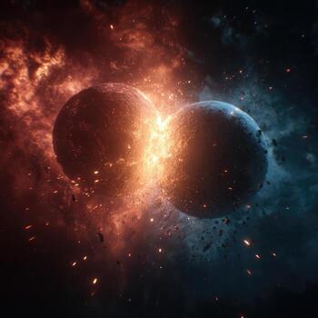 Two planets collide in cosmic explosion photo