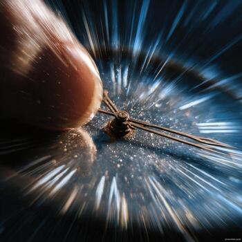 A hand stops a clock, time distortion photo