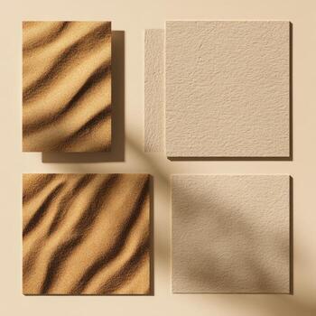 Square compositions with texture, highlighting natural elements and shadows against a neutral backdrop photo