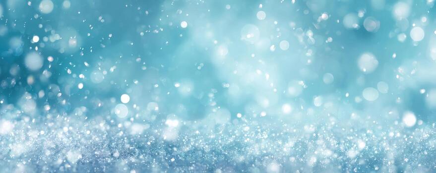 Light blue snowy sparkle glitter blurred background. Glittering ice dust wall. Blank empty textured effect. Creative bright white purple color backdrop. Shiny snow banner ads, gifts wrap, web design. photo